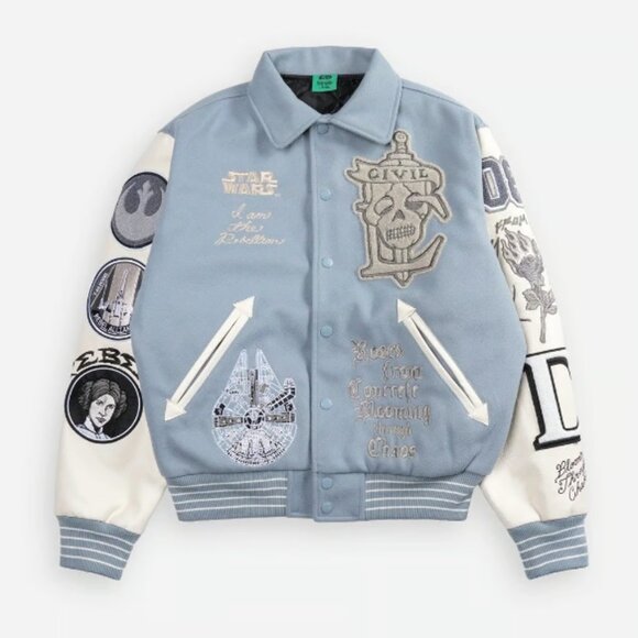 Civil Regime Star Wars Rebellion Collared Letterman Jacket in Gray Natural - M - Picture 7 of 7